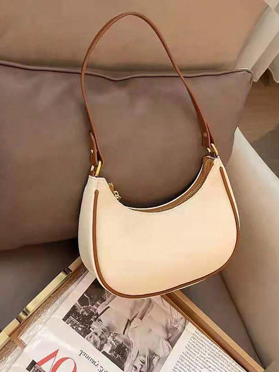 Underarm Bag Women's 2025 New Fashion Shoulder Bag Niche Versatile Crescent Dumpling Women's Bag High-End Small Bag - 米色 - 查看 1