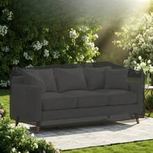 420D Garden Sofa Cover - Black Polyester, Drawstring Design, Indoor/Outdoor Use, All-Season Protection For Patio, Terrace & Pool Furniture