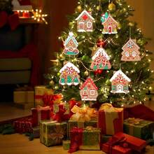 8/16 pièces Décorations de maison en pain d'épices pour sapin de Noël, décorations de Noël à suspendre pour sapin de Noël, décoration de maison en pain d'épices, sapin de Noël, Père Noël, décorations de Noël, cadeaux de Noël
