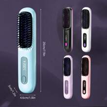 Wireless Hair Straightening Comb, Portable Straightener Brush ,Negative Ion Hot Comb, Suitable For Straight Or Slightly Curly Hair With Soft Texture, Anti-Scald Design, Continuous Use Time Is 30 Minutes, USB Rechargeable Hair Straightener Brush, With 3 Temp Settings, 30s Rapid Heating, 2000mAh Large Capacity Battery, Perfect Gift For Holiday,Portable Straightening Brush For Travel,Christmas Best Gift For Women