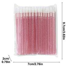 50Pcs Disposable Lipstick Applicator Brush Lip Gloss Extension Cleaning Eyebrow Makeup Brush Kit - Hồng - Xem 2