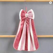 Juego de 1/3 de toallas de mano de felpa coral con rayas, lazo suave y cuerda colgante absorbente, adecuado para colgar toallas suaves y absorbentes en cocinas, baños, etc.