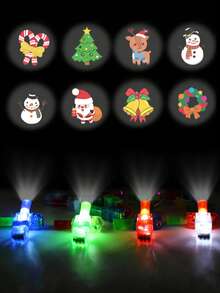 12 pezzi - Mini luce di proiezione natalizia, luce di proiezione LED multicolore natalizia, luci per dita a LED natalizie, motivi natalizi unici e interessanti, luci di proiezione portatili, Babbo Natale, pupazzo di neve, alce, luce di proiezione fiocco di neve, decorazione per atmosfera festiva, per decorazione domestica, decorazione per feste natalizie, decorazione per la stanza, il miglior regalo per gli amici a Natale