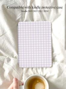 Summer Cooling Purple Plaid Pattern Tablet Case Compatible With Kindle NK 11/Kindle Paperwhite 5, IPad (A16) 11 Inch 11th Generation 2025, IPad 10.2 Inch 10th Gen, Auto Wake/Sleep Function, Slim & Lightweight, Perfect Fit Protection