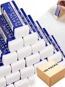 2/10pcs White Erasers For Drawing, Office, School, Clean And Soft, Easy To Wipe, School Supplies School Supplies, Back To School - White - View 1