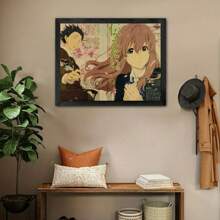 复古动漫装饰艺术海报 - 《声之形》风格墙面艺术印刷品，无框复古卡通海报，现代漫画牛皮纸挂饰，适用于卧室、客厅、家庭办公室 - 复古风格日本动画艺术品，适合室内展示，无框。您可以准备一个1/2英寸或更大的画框，以匹配您的墙绘；自行组装和安装，充分享受DIY的乐趣。秋冬馈赠佳品！