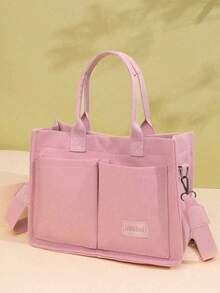 Túi đeo vai sọc dọc đa năng, ví/túi xách nữ, túi tote/túi xách tay vải bố nhiều ngăn dung tích lớn, túi tote đeo chéo nhẹ nhàng, ba lô/túi đựng laptop cho học sinh, ba lô thể thao tối giản, nhiều ngăn nhiều túi, phù hợp làm ba lô đi học theo phong cách đại học. - Hồng - Xem 5