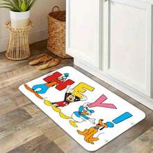 1 pieza Felpudo de entrada impreso, 1 pieza Felpudo de bienvenida "¡HOLA!" con , Pluto, Donald Duck y Goofy, antideslizante para interior, exterior, cocina, entrada, decoración del hogar, regalo, plegable y fácil de limpiar