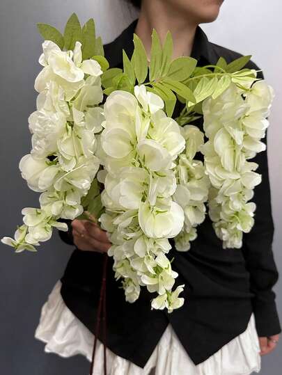 2pcs Artificial Wisteria Trident, Wedding Wisteria Hanging Bouquet, Purple, White, Pink PE Material, Artificial Flowers, Imitation Plants, Outdoor Party Activities, Holiday Birthday Wedding Party Decorations, Garden Hall Living Room Bedroom Garden Decorations, Christmas Decorations, Home Decorations.