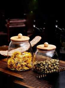 1個透明玻璃罐帶蓋,用於存放糖果、茶、堅果或禮物 - 無色 - 查看 3