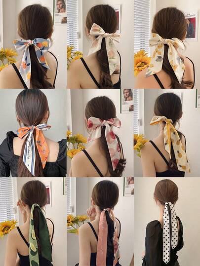 9条装女士复古法式绿色、粉色、蓝色、白色花卉、水果、波点、格子图案发带，时尚百搭高端优雅简约头巾，适合日常出行、休闲、派对、通勤、海滩、度假、发型设计、化妆等场合，也可作为运动发带、瑜伽吸汗带、秋冬头巾、蝴蝶结发带、女士头巾等柔软头巾使用。