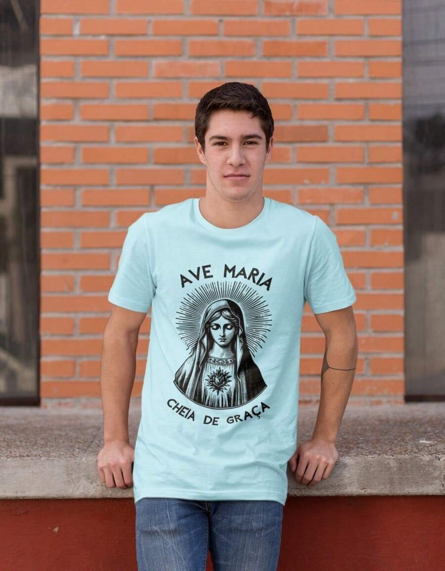 Our Lady Shirt 100% Cotton New Full - 淺藍色 - 查看 1