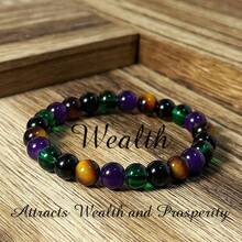 招财手链，手工编织，虎眼石及其他天然宝石，寓意招财纳福。适合日常佩戴，亦可作为节日礼物。 - 多色 - 查看 1