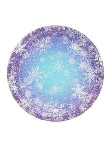 10pcs/20pcs/50pcs/80pcs Frozen Birthday Party Supplies Snowflake Paper Plates Cups Napkins Tableware Set Blue Winter Holiday Wonderland Party Favors Supplies For Christmas Winter Wonderland Frozen Birthday Party Decorations - Multicolor - View 8