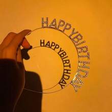 1/2 chiếc băng đô pha lê chúc mừng sinh nhật, phụ kiện trang trí tiệc, phụ kiện chụp ảnh, phụ kiện chữ cái tiếng Anh cho ngày Valentine, phụ kiện tóc cưới. - Vàng - Xem 7