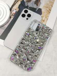 Funda de teléfono con diamantes brillantes de lujo compatible con Samsung Galaxy S22 S23 S24 Ultra A12 A13 A14 A52 A53 A72 A23 A34 y con 11 12 13 14 15 Plus 16 Pro Max, protección a prueba de golpes