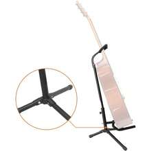 Height-Adjustable Folding Guitar Stand With Secure Support For Acoustic, Electric, Back-To-School, Bass, And Banjo Guitars, Durable, Black - 預設 - 查看 5