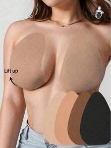 2 Peças Fita Adesiva Invisível de Silicone para Suporte de Sutiã Sem Alça, Cor Nude/Preto, Adequado para Tamanhos de Copo B-E