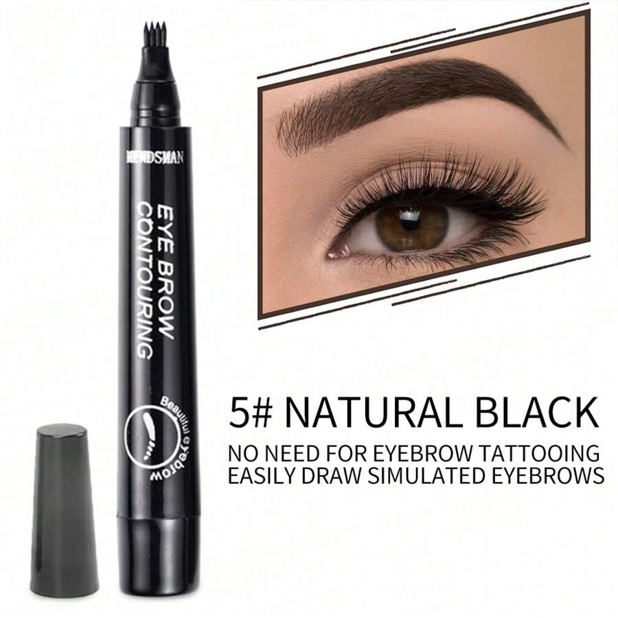 黑色眉笔，眉笔 - 斜角刷头，打造自然3D眉妆效果，防水、防汗、防晕染、持久显色，轻松勾勒清晰眉形，女士精美礼物，自然逼真的毛发状笔触，专利设计，持久防晕染，适合新手和专业人士，价格实惠，情人节礼物，旅行必备，房间装饰，情人节礼物，便宜好物，房间，1美元商品，度假必备，女士礼物，卧室，情人节，99美分 - 黑色 1 件 - 查看 1