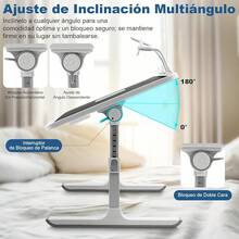 Mesa Plegable Laptop,Mesa de Trabajo para Cama con Radiador Enfriadora para Laptop,Plegable Escritorio para Cama,Computadora con Piel de PVC Antideslizante,Soporte Ajustable (Black) - Negro - Ver 4