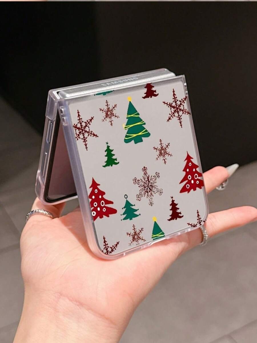1 pieza Funda plegable para teléfono con elemento de árbol de Navidad, elegante, simple, con efecto esmerilado y lindo, que puede proteger y prevenir caídas: Galaxy Z Flip 3/Z Flip 4/Z Flip 5/Z Flip 6/Z , OPPO Find N3 Flip, Razr 50 Ultra, Razr 60 Ultra, Razr 60, Razr 50, MIX Flip