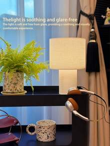 1个LED极简现代金色台灯，复古褶皱布艺灯罩，柔和光线，北欧、欧洲、意大利风格，农舍客厅卧室现代极简阅读桌灯，个性化创意极简主义，暖光装饰多用途暖光露营浪漫优雅氛围床头夜灯，柔和光线，极简设计，USB供电灯罩台灯，新年礼物，情人节礼物 - 彩色 - 查看 2