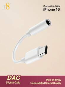 D8 16 USB C 转 3.5 毫米音频适配器 C 型 Aux 耳机，DAC 立体声麦克风 HiFi 耳机适配器，兼容 16 / 16 Pro / 16 Pro Max/ 15/15Puls/15Pro/15Pro Max iPad Pro /Air 5/4 Mini 6、Galaxy S23 Ultra S22 S21 S20、Pixel 7 Pro，白色 - 白色 - 查看 9