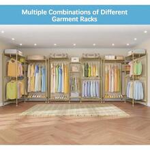 V6 Wire Garment Rack Heavy Duty Clothes Rack With 7 Adjustable Shees 4 Hanging Rods Compact DIY Metal Clothing Rack 74.4 L X 17.7 W X 76.8 H Max Load 600LBS Gold