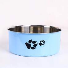 Supet 1pc Cartoon Paw Prints Design Stainless Steel Anti-Slip Pet Bowl For Small And Medium Dogs, Suitable For Indoor And Outdoor Use