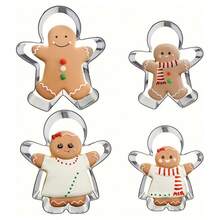 2pcs Gingerbread Man Cookie Cutter Set, Stainless Steel Baking Mold For Gingerbread, Cookies, Cakes, Christmas Baking Tools Christmas Christmas Decorations Christmas Pajamas Christmas Gifts Christmas Decor