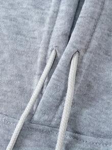 [Polyester Casual Hoodie] Polyester Stylish Men's Casual Hoodie - Machine Washable, Kangaroo Pocket, Letter Print - Fall & Winter Pullover - Màu Xám nhạt - Xem 3