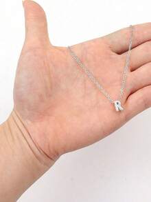 1 chiếc vòng cổ thép không gỉ đính đá Rhinestone cổ điển tối giản thời trang 26 chữ cái tiếng Anh, thích hợp để đeo hàng ngày, món quà tuyệt vời nhất cho trang sức nữ - Bạc - Xem 2