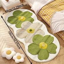 Una alfombra lavable con forma asimétrica floral de estilo francés, fresca y sencilla, decoración de dormitorio al estilo de pintura al óleo, alfombra mullida y suave para la sala de estar y el alféizar de la ventana, material de imitación de cachemira súper absorbente, muy adecuada para la decoración del hogar en la sala de estar, dormitorio, estudio, baño y oficina, 1000 gramos por metro cuadrado, decoración ideal para fiestas y vacaciones - Multicolor - Ver 17