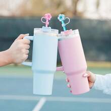 9/13 Stücke Becher Zubehör, Kirschblüten Silikon Strohhalm Abdeckkappe, Strohhalm Aufsatz für 10mm/0,39 Zoll Strohhalme, wiederverwendbarer Glitzer Strohhalm und Reinigungsbürste, perfekt für Outdoor-Aktivitäten und Sport