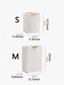 1pc棉麻脏衣篮，家用脏衣篮，折叠手提布艺洗衣篮，卧室浴室洗衣收纳篮，简易折叠木柄收纳篮，大容量娃娃玩具可折叠收纳篮 - 米色 - 查看 6