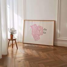 1幅粉色宅家主题墙画，卧室装饰画，帆布油画，可爱女孩海报，适合内向宅女，卧室、客厅、公寓、宿舍装饰，送给她的礼物，可选带框或不带框。 - 彩色 - 查看 1