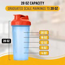- Shaker Bottles Protein Mixes, 28 Oz, Shaker Bottle With Wire Whisk Ball, Protein Shaker Bottle, Shaker Cup, Protein Shaker, Protein Shake Bottle, Bottle Shaker, Shake Bottle - 1 Pack + Blue with Orange Top - View 4