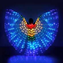 LED Glowing Angel Wings With Retractable Rod - Belly Dance Luminous Wings, Suitable For Valentine's Day Party/Concert Performance/New Year Decoration | Women Belly Dance Props With Flexible Rod - Shawl - View 10