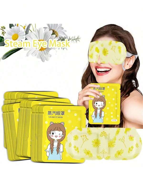 20Pcs Set Chamomile Steam Eye Mask Relieve Eye Fatigue Improving Sleep Quality Self-Heating Sleep Masks For Eye Care, Disposable Warm Compress Eye Shades, Soothing, Eliminate Dark Circles Under The Eyes Constant Temperature Control, Ultra Long Time Hot Compress(Bag Shapes Will Be Shipped Randomly.)
