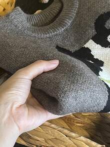 Boys' Cartoon Christmas Pullover Sweater, Grey Thick Warm Knitted Crew Neck Sweater, Fashion Kids Wooly Top For Autumn/Winter