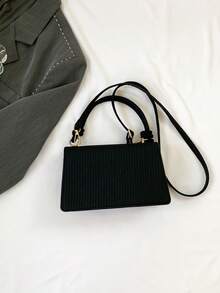 New Retro Mini Square Bag Small Unique Design Textured Crossbody Shoulder Handbag For Women - Black - View 8