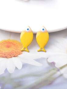 6 قطع سحر أسماك صغيرة ملونة من النحاس مطلي بالمينا على الوجهين للأقراط والقلائد وصناعة المجوهرات والديكور