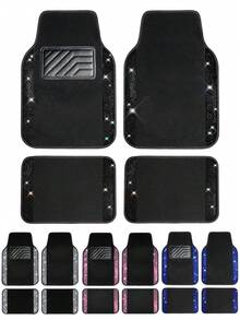 4PCS/2PCS Bling Diamond Car Floor Mats – Sparkling Crystal Rhinestone Design With Glitter Finish | Anti-Slip PVC Heel Pad, Waterproof & All-Weather Protection | Universal Fit For Front & Rear Rows, Compatible With Cars, SUVs, Trucks | Full Set Carpets For Interior Protection, Stylish Car Interior Accessory - 款式A - 查看 1
