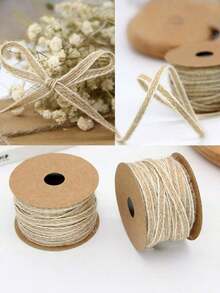 10M/100M Vintage Jute Burlap Hessian Ribbon With Lace Rustic Wedding Party Decoration Christmas DIY Craft Gift Packing Webbing - Primary Color - View 2