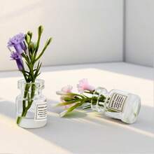 5pcs/Set, Random Style Cute Vase Set Desktop Decoration, Star-Shaped Artificial Flower Glass Vase - DIY Decorative Accessory For Tabletop, Vehicle Decoration, Small Centerpiece,Office Accessories,Decompression Figurine Accessories, Mini Desktop Decorations, Computer Monitor, Office Space