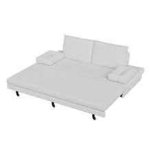 Sofá cama 2 en 1, 90/180*200 cm, extensible y plegable, sofá de salón, multifuncional, lino, blanco, gris
