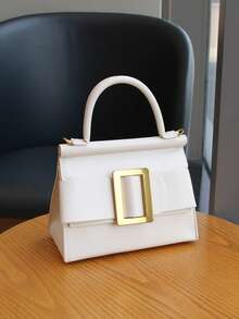 2025 New Retro Fashionable Square Bag, Lightweight Luxury Women's Handbag, Korean Style Chic Tote Bag, Shoulder & Crossbody Bag, Solid Color High-Quality Bag, Elegant Bow Decor Lock Design - 彩色 - 查看 8