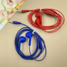 黑/白/紅/藍色新款皮革線控半入耳式有線耳機，內建麥克風，高清晰度通話，適用於手機、平板、遊戲機和其他3.5mm接口設備 - 彩色 - 查看 4