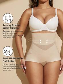 1pc Women High Waist Seamless Body Shaper, Comfortable Tummy Control And Lift Shapewear Bottom - Apricot - View 7
