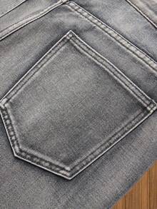 Boys Casual Elastic Waist Distressed Jeans - 灰色 - 查看 5